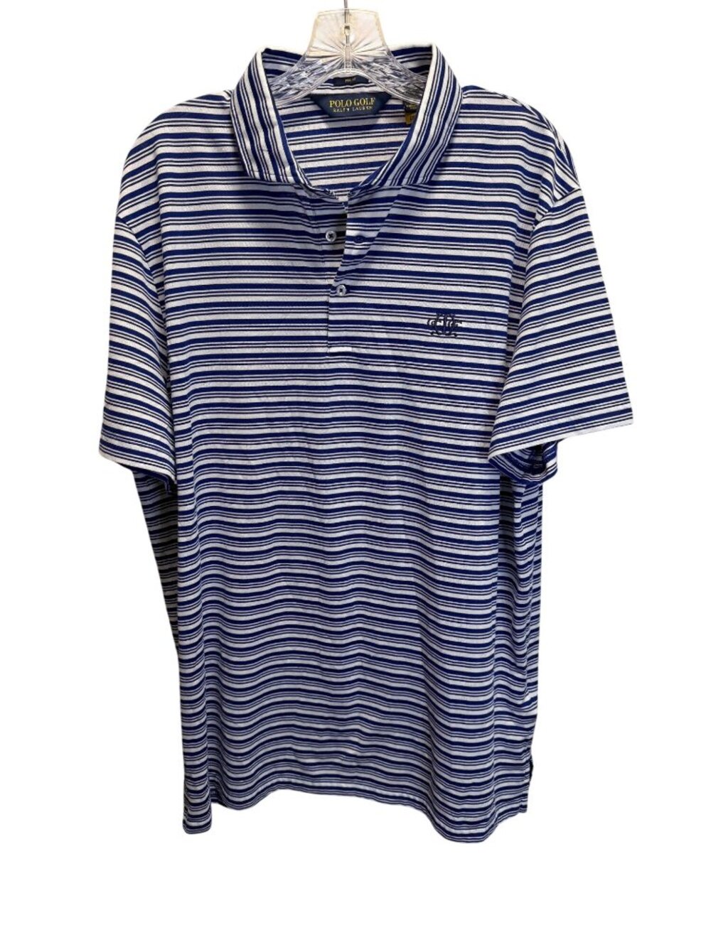 Polo Golf Ralph Lauren Pro Fit XL Blue & White Striped Polo Shirt Made In Peru